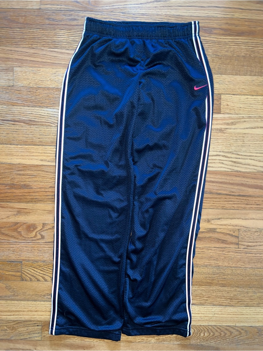 Nike Kids Navy Track Pants with Pink Stripe